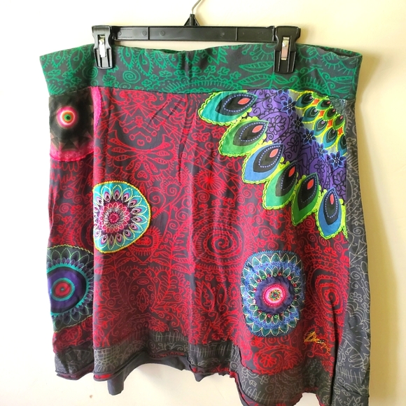 Desigual colorful stretch skirt sz xl - Picture 1 of 9